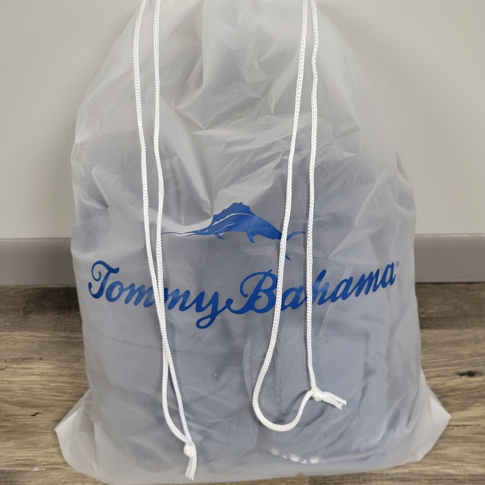 Tommy Bahama Mens Plush Fleece Robe Blue Plaid Trim Marlin Logo L/XL NWOT - Picture 8 of 8